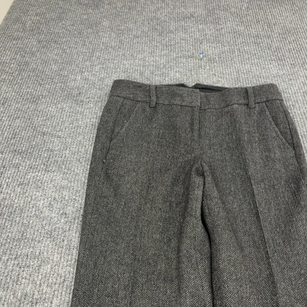 Lands End Pants Womens 4 Gray Wool Blend Herringbone Dress Trousers Classic